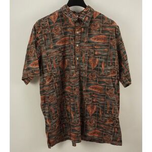 Go Barefoot Men's 2XL Short Sleeve Cotton Floral Paddle Swordfish Hawaiian Shirt